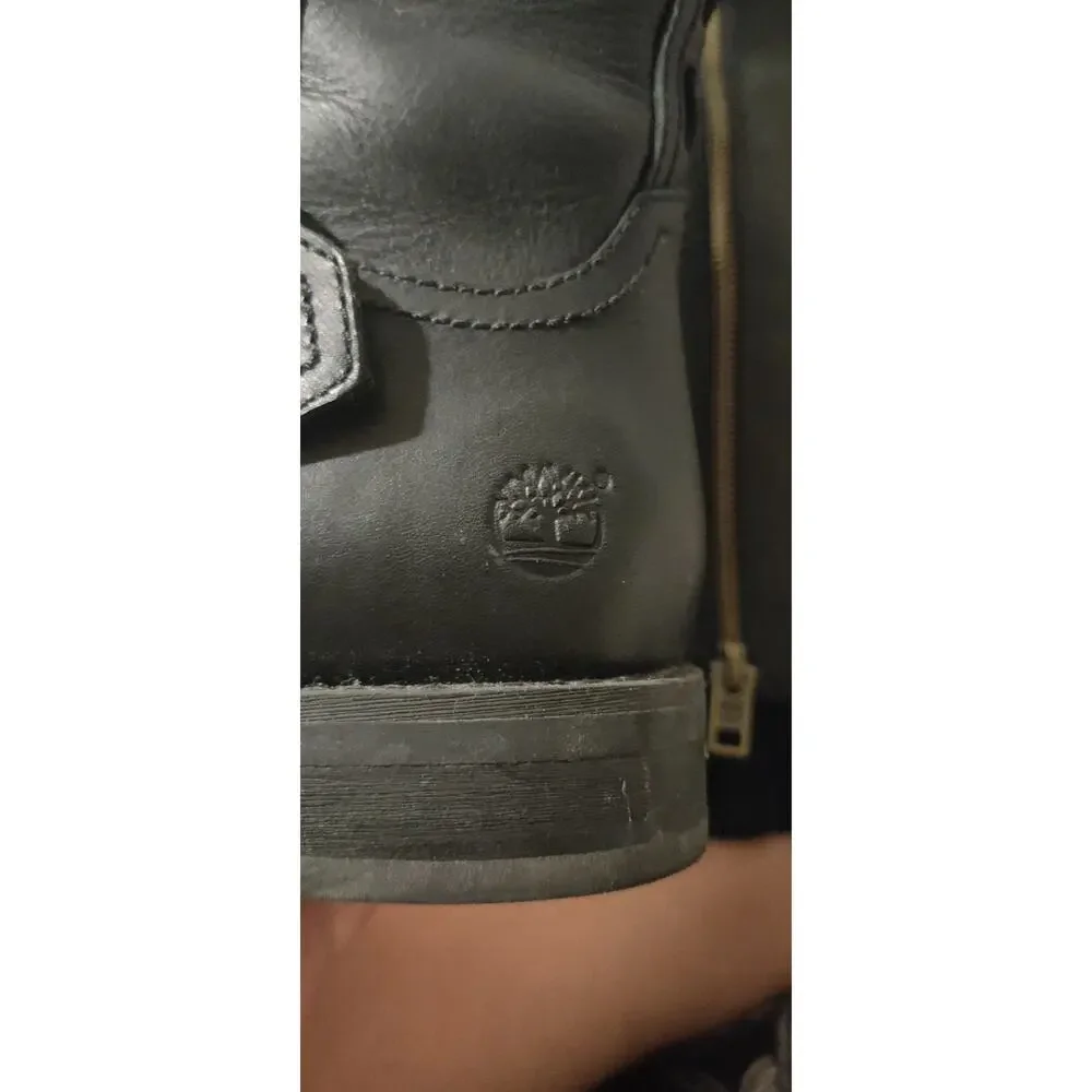 Timberland Womens Savin Hill Tall Leather Moto Boots Buckle Anti Fatigue Size 7